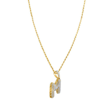 Diamond M Pendant in 10k Yellow Gold .43 Ctw